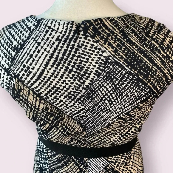 Jones Wear Vintage Casual Sleeveless Shift Dress Stretch Belt 14 Geometric Brown - Picture 9 of 16